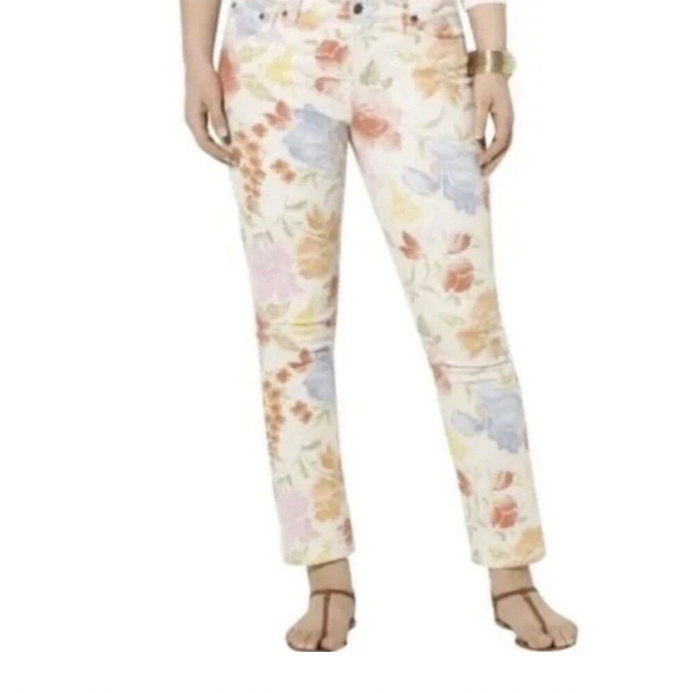 Lauren Ralph Lauren Floral Print Straight Leg Jeans Women’s 12 Pastel Watercolor